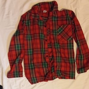Old Navy Red and Green Plaid Kids Button Down Shirt